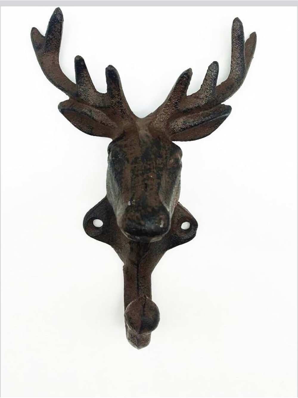 Rustic Barn Deer Head Wall Hook - Brown